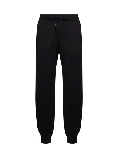 Dolce & Gabbana Black Cotton Fleece Embroidered Sweatpants
