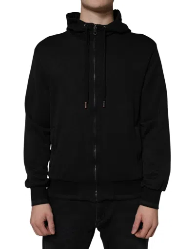 Pre-owned Dolce & Gabbana Black Cotton Full Zip Hooded Bomber Men's Jacket ()