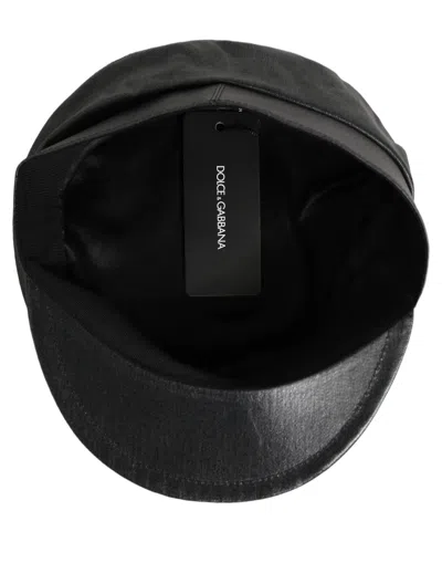 Dolce & Gabbana Black Cotton Gold Dg Chain Baker Boy Capello Hat