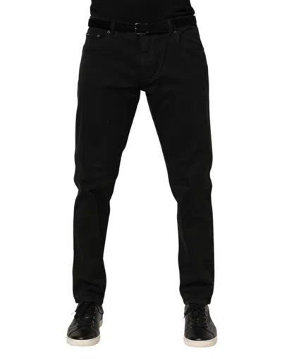 Dolce & Gabbana Black Cotton Gold Skinny Denim Jeans