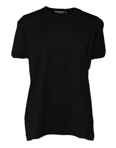 Pre-owned Dolce & Gabbana Black Cotton Goodluck Tee Crew Neck Women's T-shirt ()