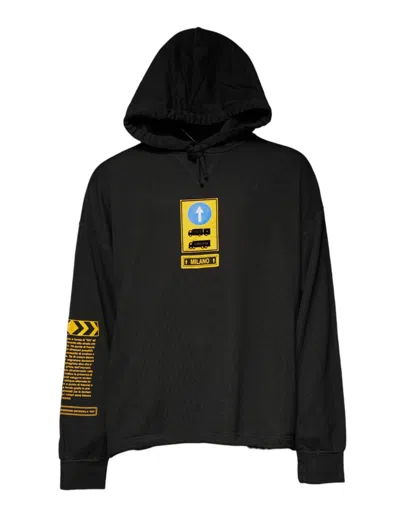 Dolce & Gabbana Black Cotton Hooded Dg Shield Pullover Sweater
