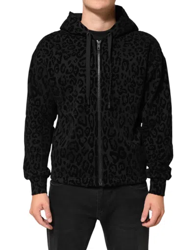 Pre-owned Dolce & Gabbana Black Cotton Hooded Full Zip Bomber Men's Jacket ()