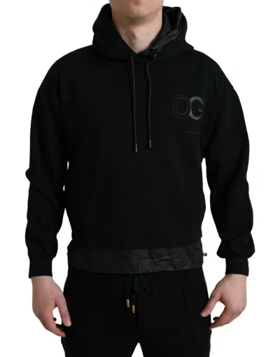 DOLCE & GABBANA DOLCE & GABBANA ELEGANT BLACK HOODED PULLOVER MEN'S SWEATER