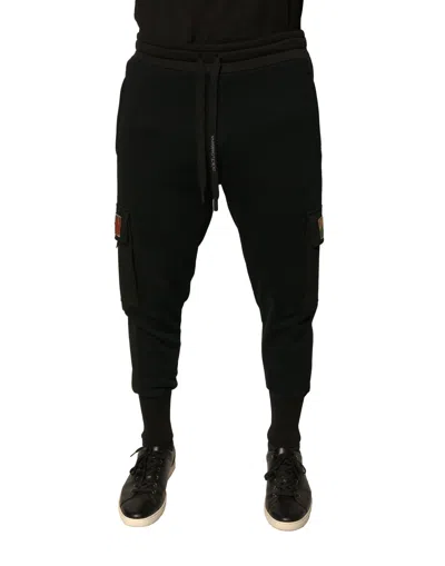 Dolce & Gabbana Black Cotton Jogger Cargo Sweatmen's Men's Pants