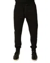Dolce & Gabbana Black Cotton Drawstring Jogger Pants In Black