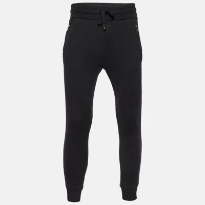 Pre-owned Dolce & Gabbana Black Cotton Jogger Pants Xs