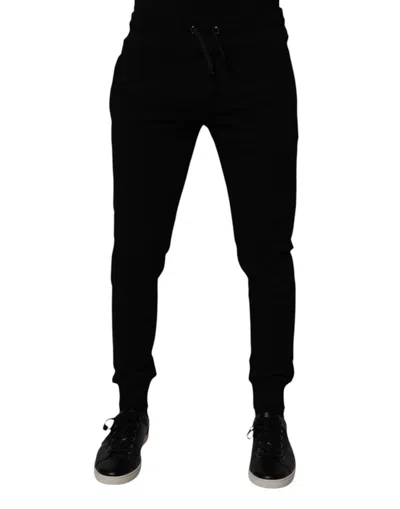Pre-owned Dolce & Gabbana Black Cotton Jogger Sweatmen's Men's Pants ()