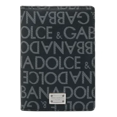 Dolce & Gabbana Black Cotton Leather Wallets