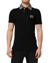 Dolce & Gabbana Black Cotton Leopard Collar Polo T-shirt In Black