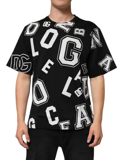 Pre-owned Dolce & Gabbana Black Cotton Letter Print Short Sleeve Men's T-shirt ()
