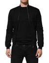 Dolce & Gabbana Black Cotton Logo Full Zip Men Bomber Jacket In Black