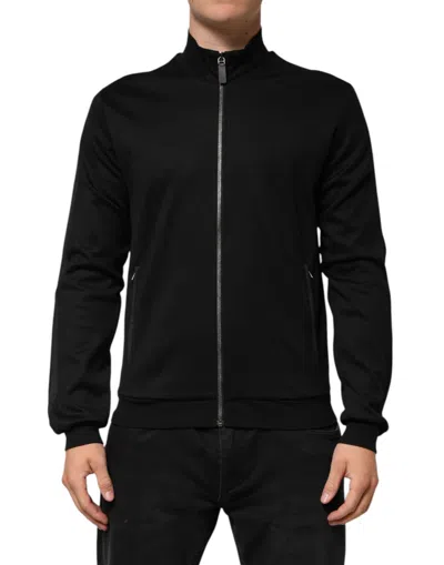 Pre-owned Dolce & Gabbana Black Cotton Logo Full Zip Men Bomber Men's Jacket ()