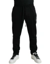 DOLCE & GABBANA BLACK COTTON LOGO JOGGER MEN SWEATPANTS PANTS