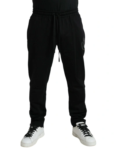 Dolce & Gabbana Black Cotton Logo Jogger Men Sweatpants Trousers
