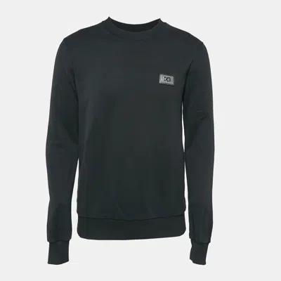 Pre-owned Dolce & Gabbana Black Cotton Logo Patch Detail Sweatshirt M
