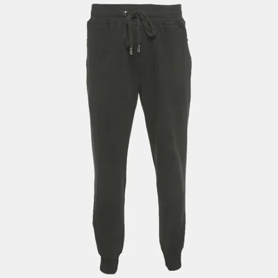 Pre-owned Dolce & Gabbana Black Cotton Logo Plaque Detail Jogger 4xl