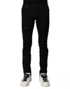 Dolce & Gabbana Black Skinny Jeans With Logo Plaque At The Back In Stretch Cotton Denim Man In Black