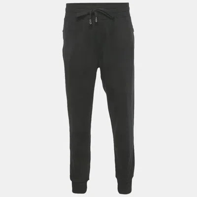Pre-owned Dolce & Gabbana Black Cotton Logo Plaque Sweatpants 4xl