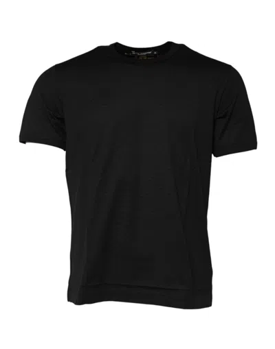 Dolce & Gabbana Black Cotton Round Neck Short Sleeves T-shirt