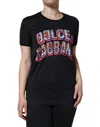 Dolce & Gabbana Black Cotton Large Print Top Crewneck T-shirt