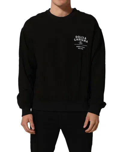 Pre-owned Dolce & Gabbana Black Cotton Logo Print Sweatshirt Men's Sweater ()