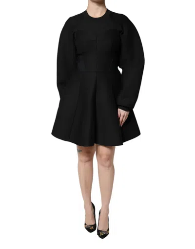 Dolce & Gabbana Black Cotton Long Sleeves A-line Mini Women's Dress