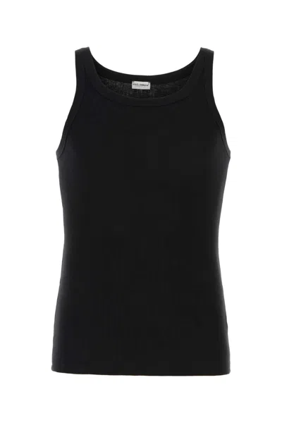 DOLCE & GABBANA DOLCE & GABBANA BLACK COTTON MARCELLO TANK TOP