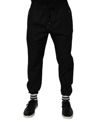 Dolce & Gabbana Black Cotton Men Jogger Sweatmen's Men's Pants