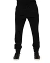 Dolce & Gabbana Black Viscose Skinny Logo Men Jogger Pants In Black