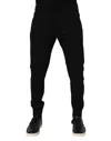 Dolce & Gabbana Black Viscose Skinny Logo Men Jogger Pants In Black