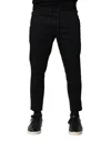 Dolce & Gabbana Black Viscose Skinny Logo Men Jogger Pants In Black