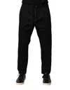 Dolce & Gabbana Black Viscose Skinny Logo Men Jogger Pants In Black