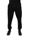 Dolce & Gabbana Black Cotton Mid Waist Jogger Sweatpants Pants In Black