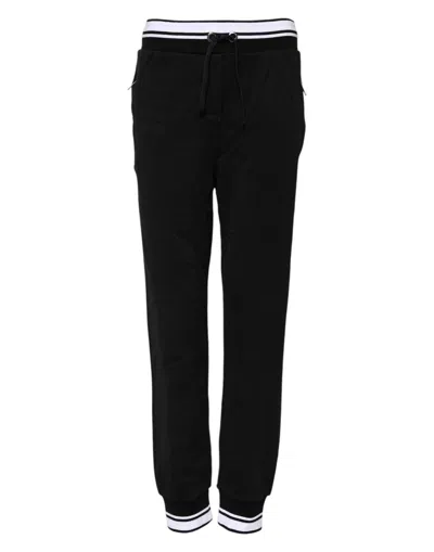 Dolce & Gabbana Cotton Mid-waist Joggers In Black