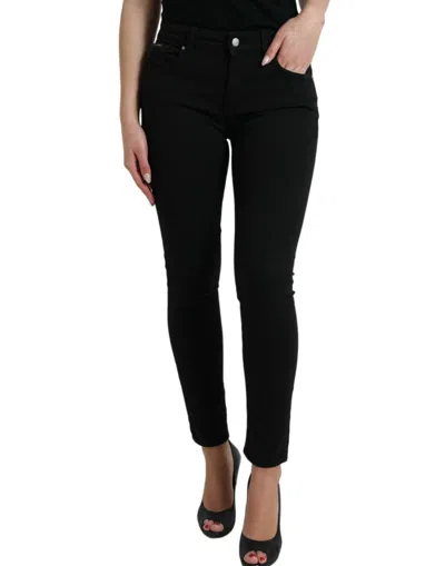 Dolce & Gabbana Black Cotton Mid Waist Skinny Denim Women's Jeans