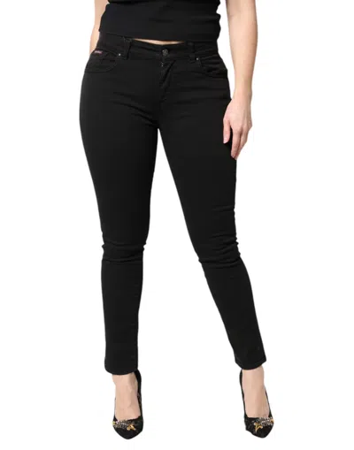 Dolce & Gabbana Black Cotton Mid Waisted Skinny Denim Women's Jeans