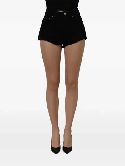 Dolce & Gabbana Black Cotton Mid-rise Denim Hot Pants Shorts