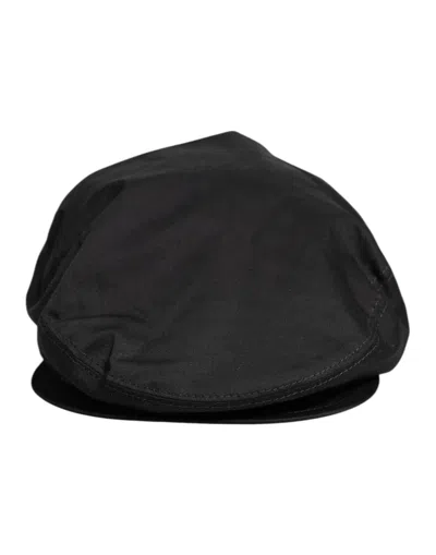DOLCE & GABBANA BLACK COTTON NEWSBOY CAPELLO CABBIE HAT