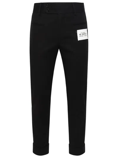 Dolce & Gabbana Cotton Trousers With Pockets And Cuffs In Black