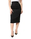 Dolce & Gabbana Black Cotton Pencil Cut High Waist Midi Skirt In Multi