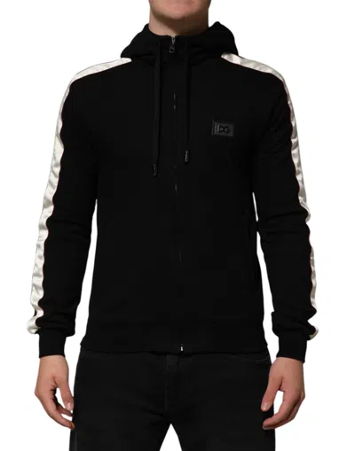 Pre-owned Dolce & Gabbana Black Cotton Plaque Track Cardigan Men's Sweater ()
