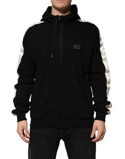 Pre-owned Dolce & Gabbana Black Cotton Plaque Track Cardigan Men's Sweater ()