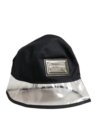 Dolce & Gabbana Black Cotton Plastic Fisherman Bucket Capello Men's Hat