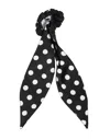 Dolce & Gabbana Black Cotton Polka Dot Scarf Tie Accessory Hair Scrunchie In Black
