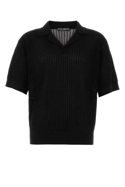Dolce & Gabbana Black Cotton Polo Shirt