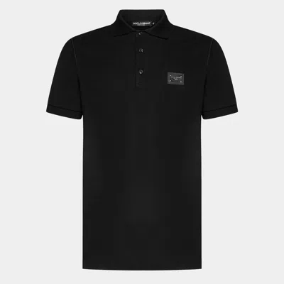 Dolce & Gabbana Black Cotton Polo Shirt