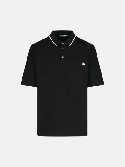Dolce & Gabbana Black Cotton Polo Shirt