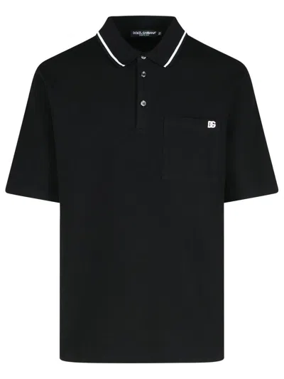 DOLCE & GABBANA DOLCE & GABBANA BLACK COTTON POLO SHIRT