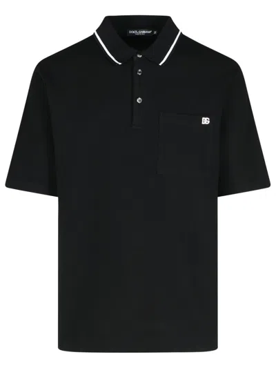 DOLCE & GABBANA DOLCE & GABBANA BLACK COTTON POLO SHIRT